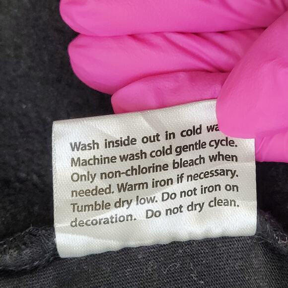 Peace Sign Hoodie Large 22x26 Embroidered Black - Picture 9 of 14